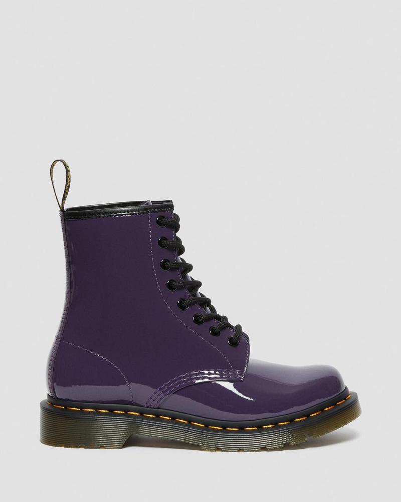 Women's Dr Martens 1460 Patent Leather Lace Up Boots Purple | AU 196NWY